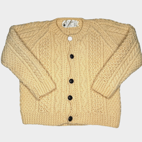 Sheila Handknits Other - VTG Shiela Handknits Cardigan Size XXS/Kids 12 Cream Irish Wool Chunky Fisherman